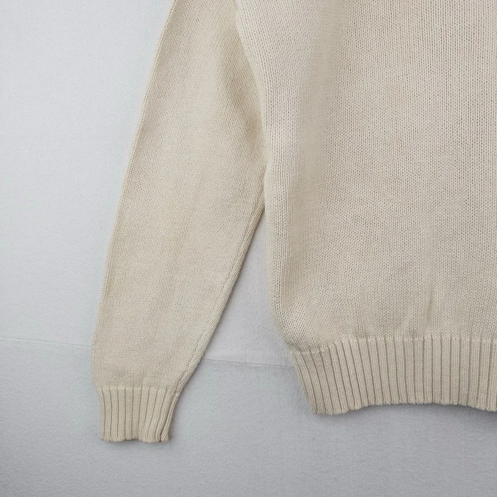 90's Vtg Polo Ralph Lauren Knit Sweater Mens XL Cream Beige Pima Cotton Crewneck